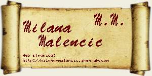 Milana Malenčić vizit kartica